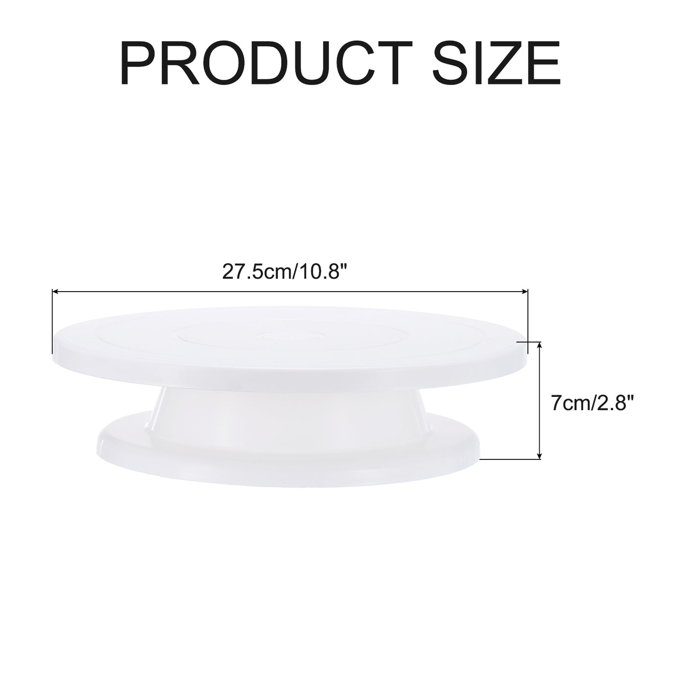 Harfington Cake Rotating Turntable 10.8 Inch White Piping Turntable Stand Plastic Revolving Cake Tools for Cupcakes Board Bread Tray - 1 Pcs