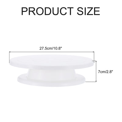 Harfington Cake Rotating Turntable 10.8 Inch White Piping Turntable Stand Plastic Revolving Cake Tools for Cupcakes Board Bread Tray - 1 Pcs