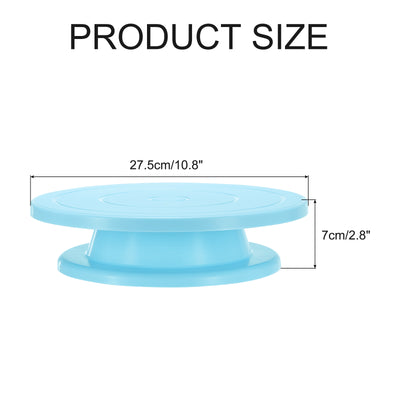 Harfington Cake Rotating Turntable 10.8 Inch Blue Piping Turntable Stand Plastic Revolving Cake Tools for Cupcakes Board Bread Tray - 1 Pcs