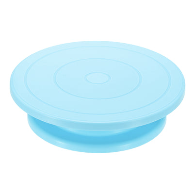 Harfington Cake Rotating Turntable 10.8 Inch Blue Piping Turntable Stand Plastic Revolving Cake Tools for Cupcakes Board Bread Tray - 1 Pcs