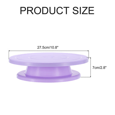 Harfington Cake Rotating Turntable 10.8 Inch Purple Piping Turntable Stand Plastic Revolving Cake Tools for Cupcakes Board Bread Tray - 1 Pcs