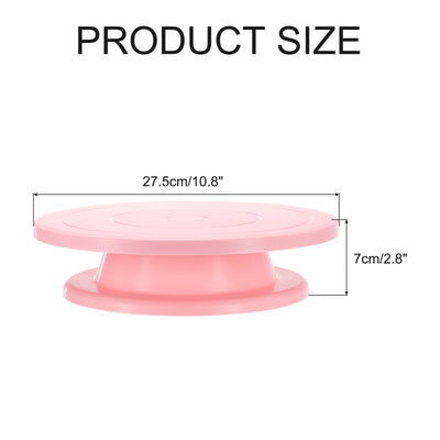 Harfington Cake Rotating Turntable 10.8 Inch Pink Piping Turntable Stand Plastic Revolving Cake Tools for Cupcakes Board Bread Tray - 1 Pcs