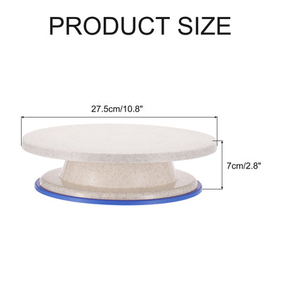 Harfington Cake Rotating Turntable 10.8 Inch Beige Piping Turntable Stand Wheat Straw Plastic Cake Tools for Cupcakes Bread Tray - 1 Pcs