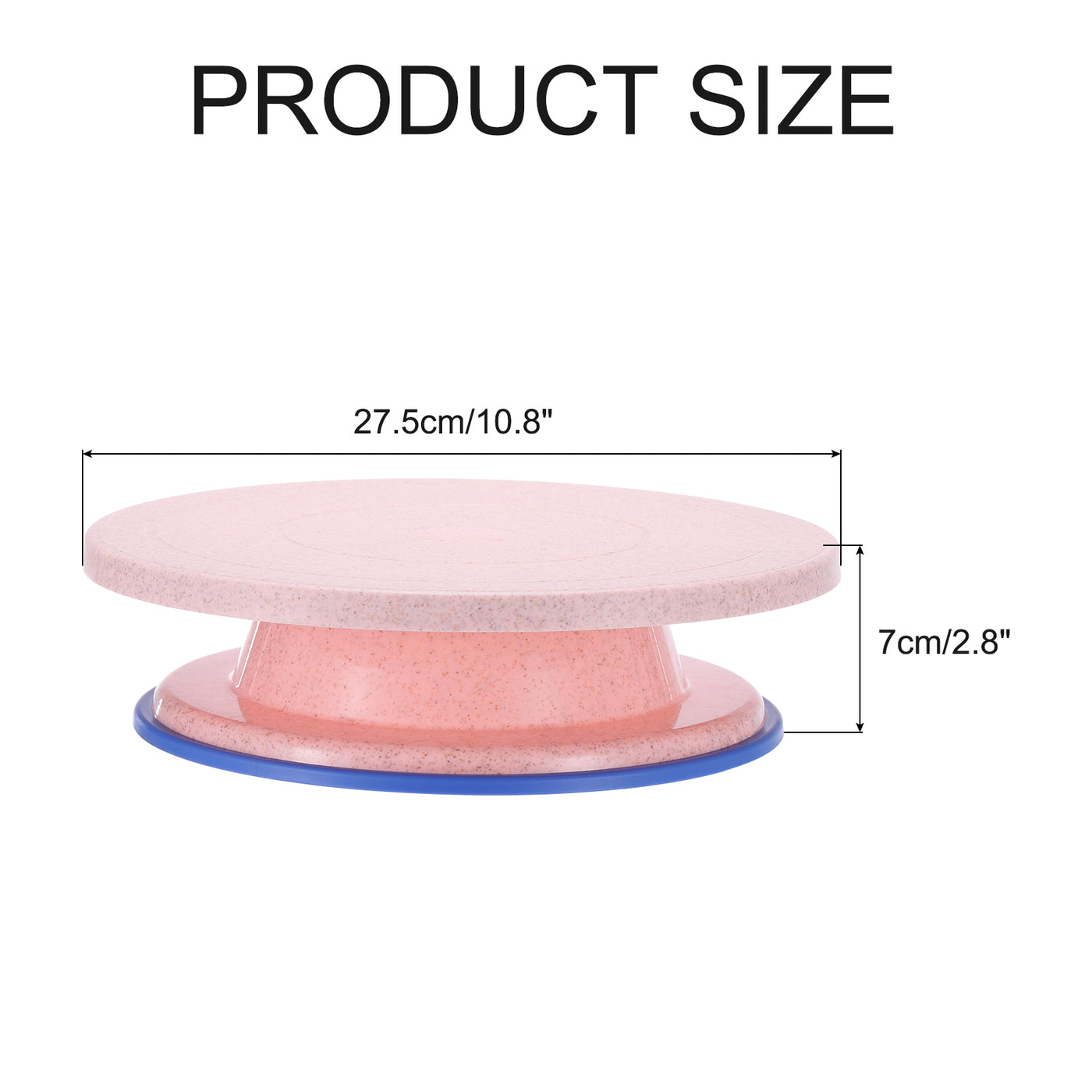 Harfington Cake Rotating Turntable 10.8 Inch Light Pink Piping Turntable Stand Wheat Straw Plastic Tools for Cupcakes Bread Tray - 1 Pcs