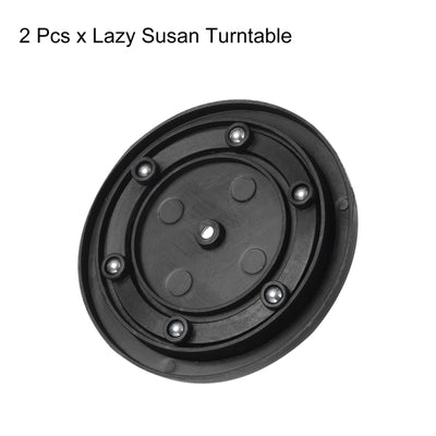 Harfington 3.5" Rotating Swivel Stand Steel Ball Lazy Susan 0.51" Black Rubber Ring 2Pcs