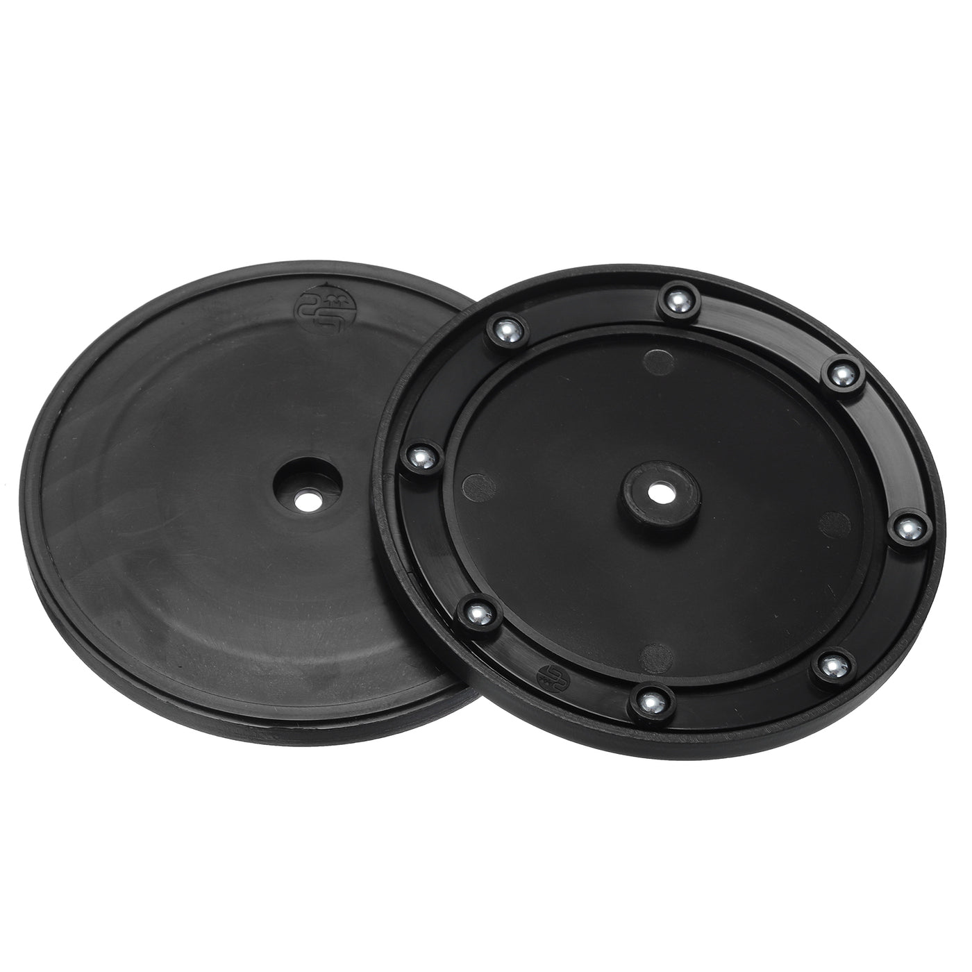 Harfington 4.1" Rotating Swivel Stand Steel Ball Lazy Susan 0.39" Black Rubber Ring 2Pcs