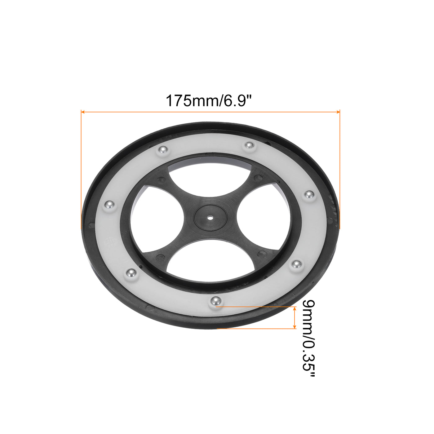 Harfington 6.9" Rotating Swivel Stand Steel Ball Lazy Susan 0.47" White Rubber Ring 2Pcs