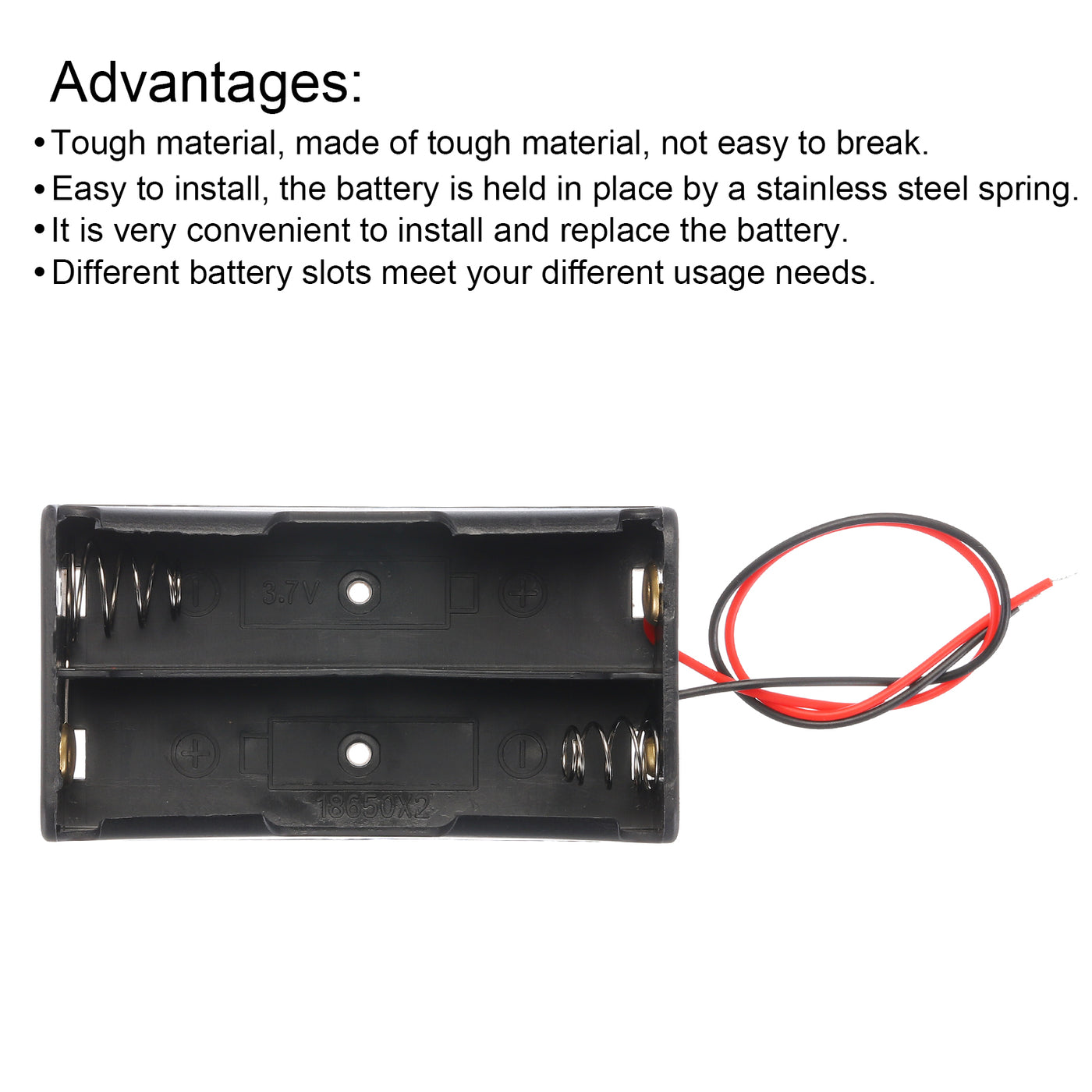 Harfington Battery Holder Box, 2 Slots 5.71" Wire Lead for Batteries 4Pcs