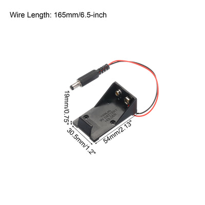 Harfington Battery Holder Box 1 x 9V, 1 Slots 6.5" Wire Lead for 9V-Batteries Holder 2Pcs