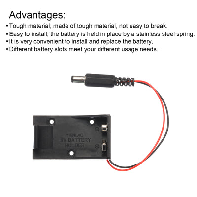 Harfington Battery Holder Box 1 x 9V, 1 Slots 6.5" Wire Lead for 9V-Batteries Holder 2Pcs