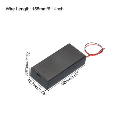 Harfington Battery Holder Box, 2 Slots 6" Wire Lead ON/OFF Switch Cover 4Pcs