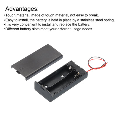 Harfington Battery Holder Box, 2 Slots 6" Wire Lead ON/OFF Switch Cover 4Pcs