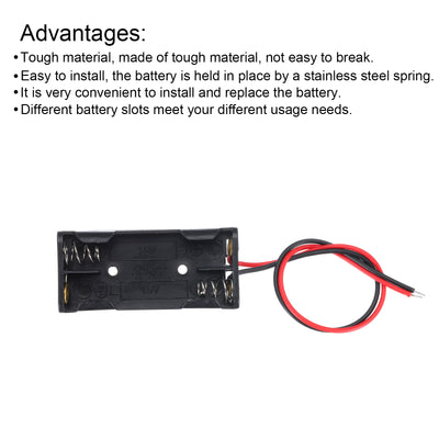 Harfington Battery Holder Box 2 x AAA, 2 Slots 5.91" Wire Lead for AAA-Batteries 10Pcs