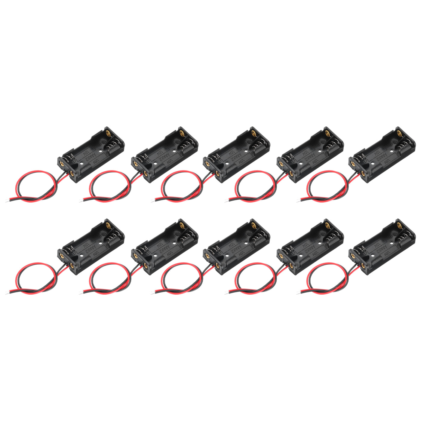 Harfington Battery Holder Box 2 x AAA, 2 Slots 5.91" Wire Lead for AAA-Batteries 10Pcs