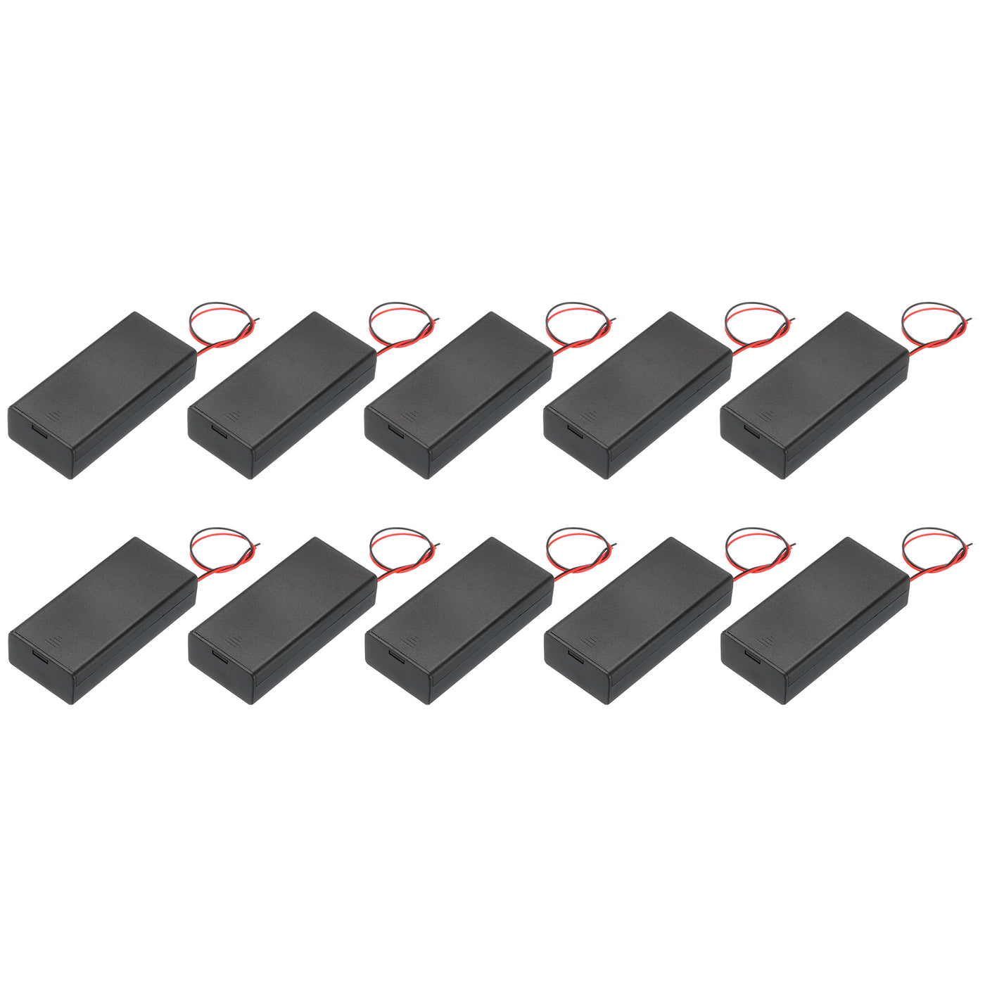 Harfington Battery Holder Box, 2 Slots 6" Wire Lead ON/OFF Switch Cover 10Pcs