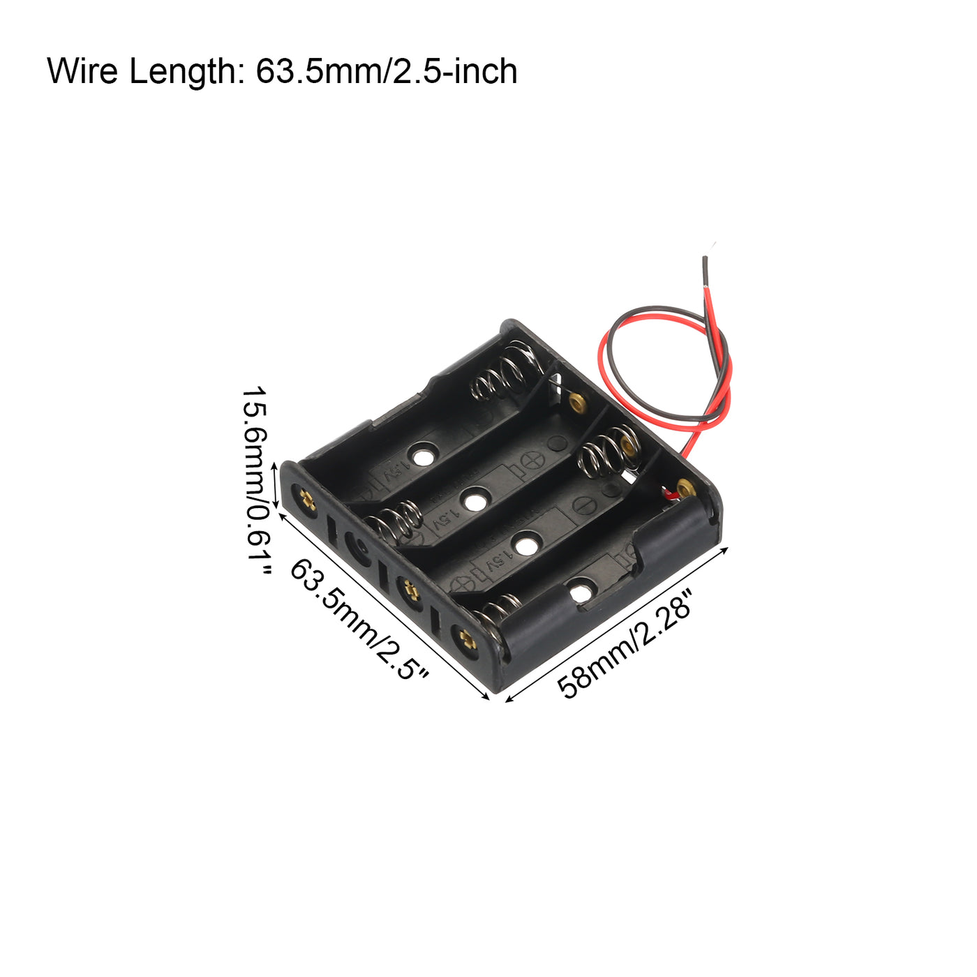 Harfington Battery Holder Box 4 x AA, 4 Slots 2.5" Wire Lead for AA-Batteries Holder 3Pcs