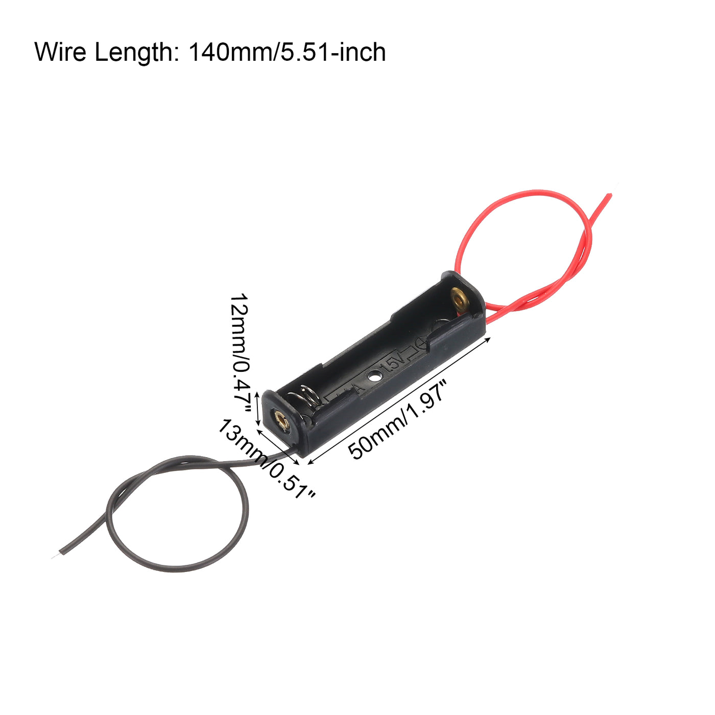 Harfington Battery Holder Box 1 x AAA, 1 Slots 5.31" Wire Lead for AAA-Batteries 30Pcs