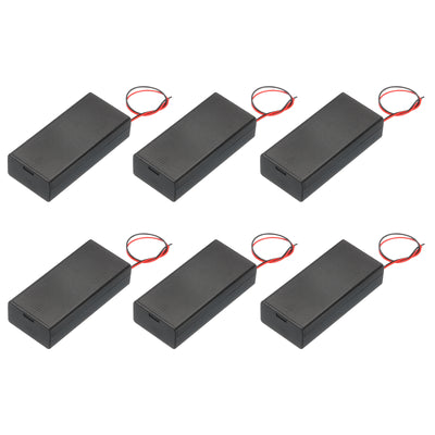 Harfington Battery Holder Box, 2 Slots 5.91" Wire Lead ON/OFF Switch Cover 6Pcs