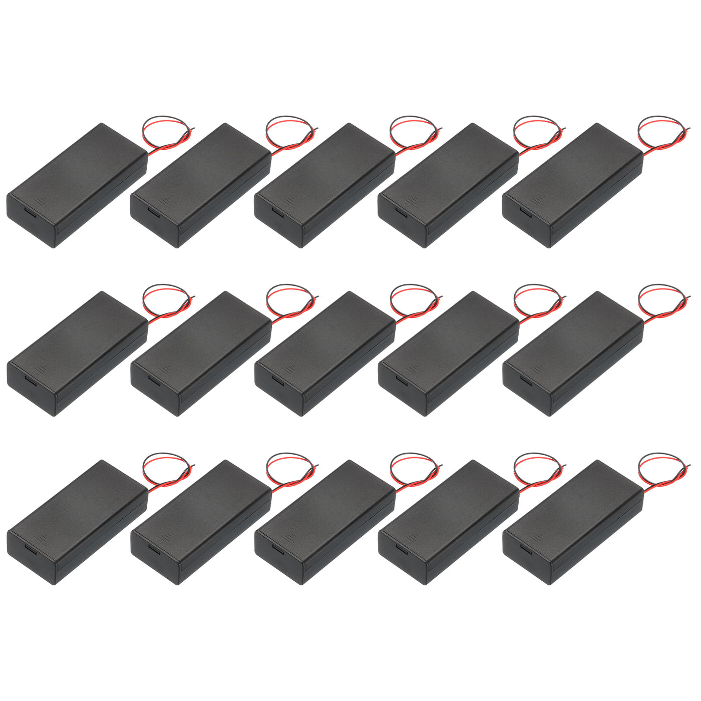 Harfington Battery Holder Box, 2 Slots 6" Wire Lead ON/OFF Switch Cover 15Pcs