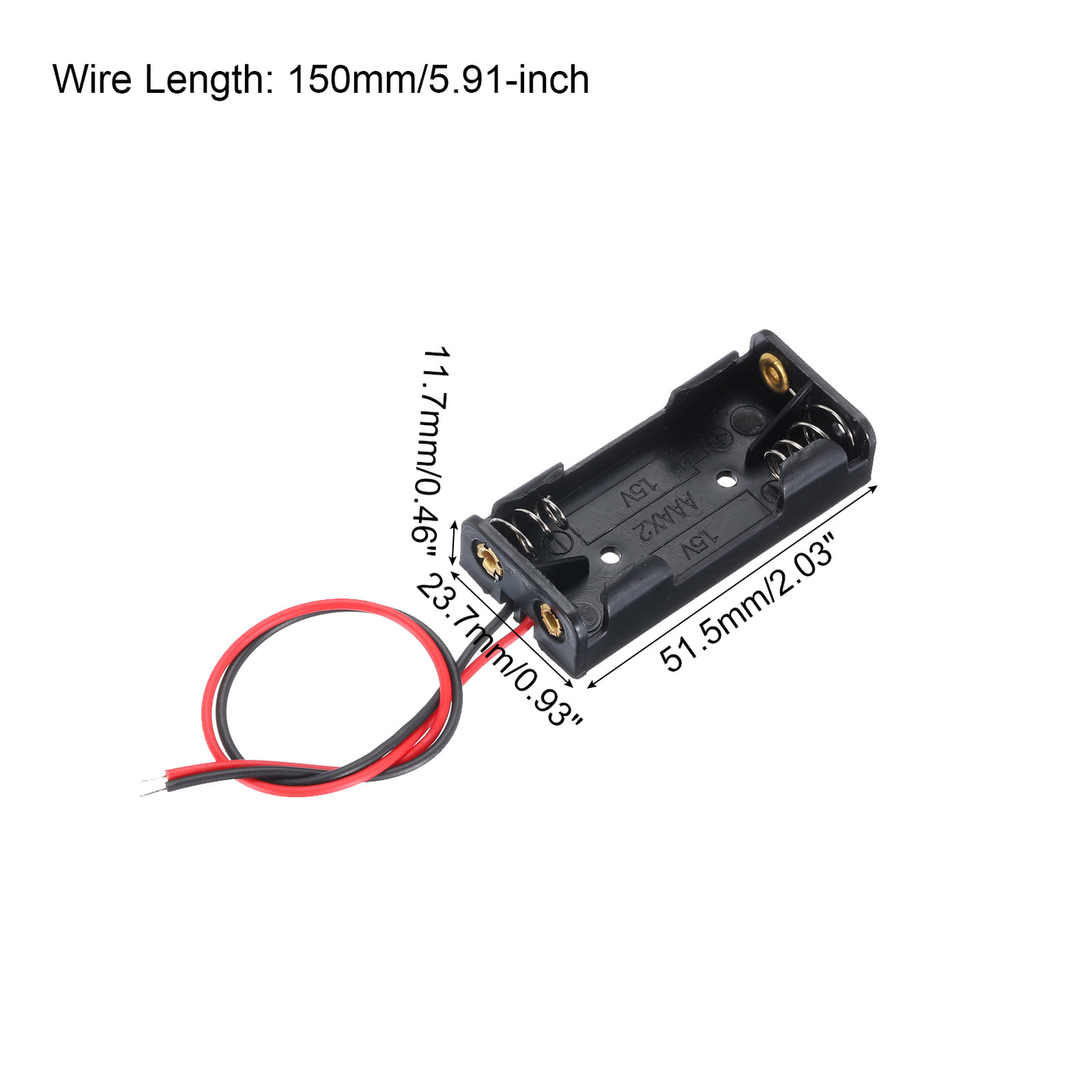 Harfington Battery Holder Box 2 x AAA, 2 Slots 5.91" Wire Lead for AAA-Batteries 25Pcs