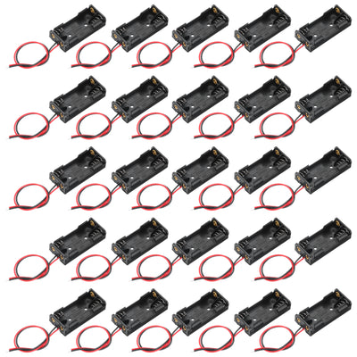 Harfington Battery Holder Box 2 x AAA, 2 Slots 5.91" Wire Lead for AAA-Batteries 25Pcs