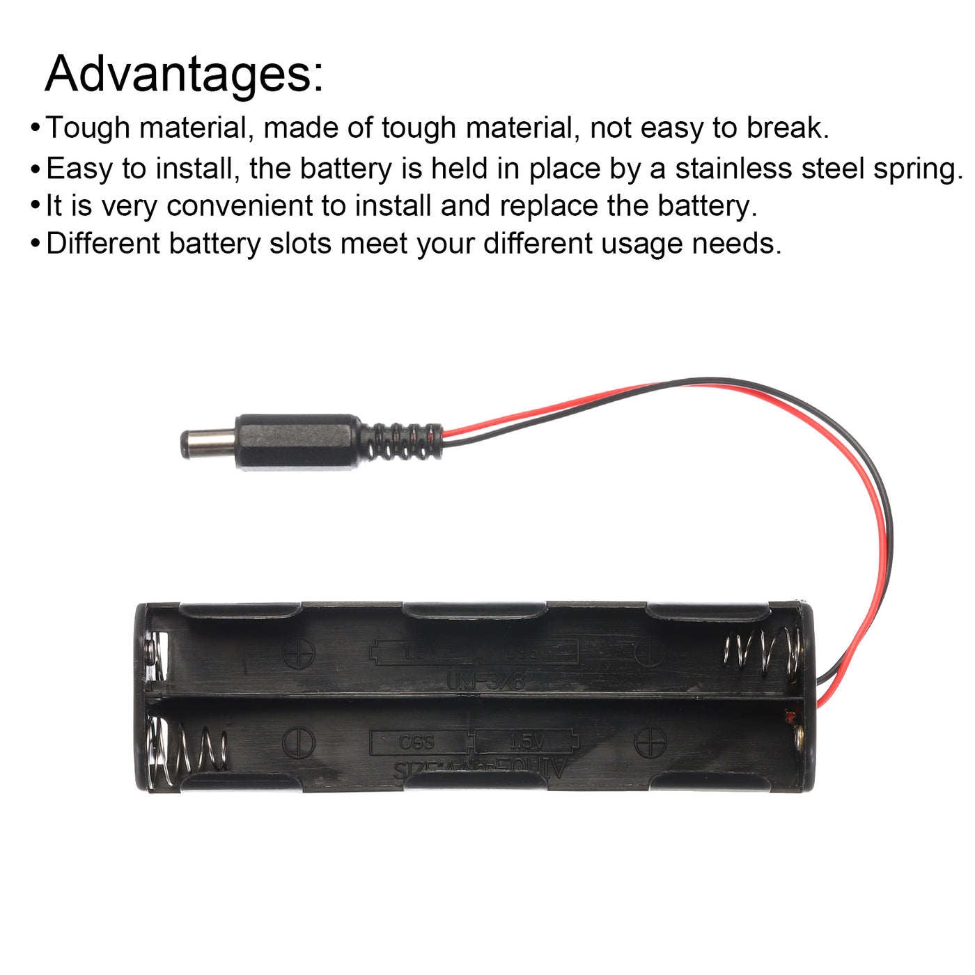 Harfington Battery Holder Box 8 x AA, 8 Slots 6.54" Wire Lead with ON/OFF Switch with DC Head for AA-Batteries Holder Box Container, 6Pcs