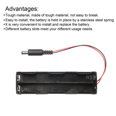 Harfington Battery Holder Box 8 x AA, 8 Slots 6.54" Wire Lead with ON/OFF Switch with DC Head for AA-Batteries Holder Box Container, 6Pcs