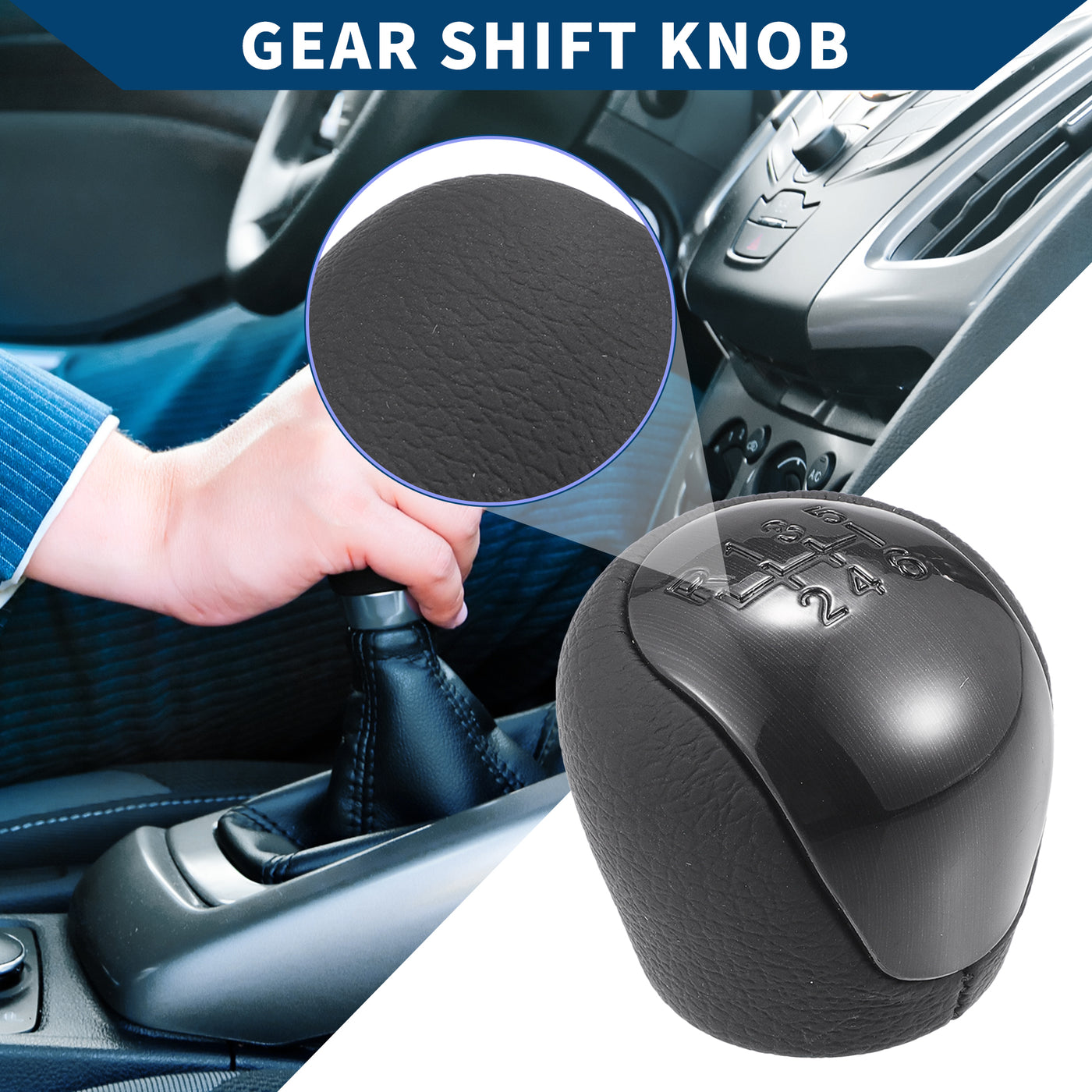 Hihaha 6 Speed Manual Gear Shift Knob for Hyundai IX35 2009-2015 / Front Automotive Gearbox Stick Shifter Lever Knob / Durable Plastic / 1 Pcs Black