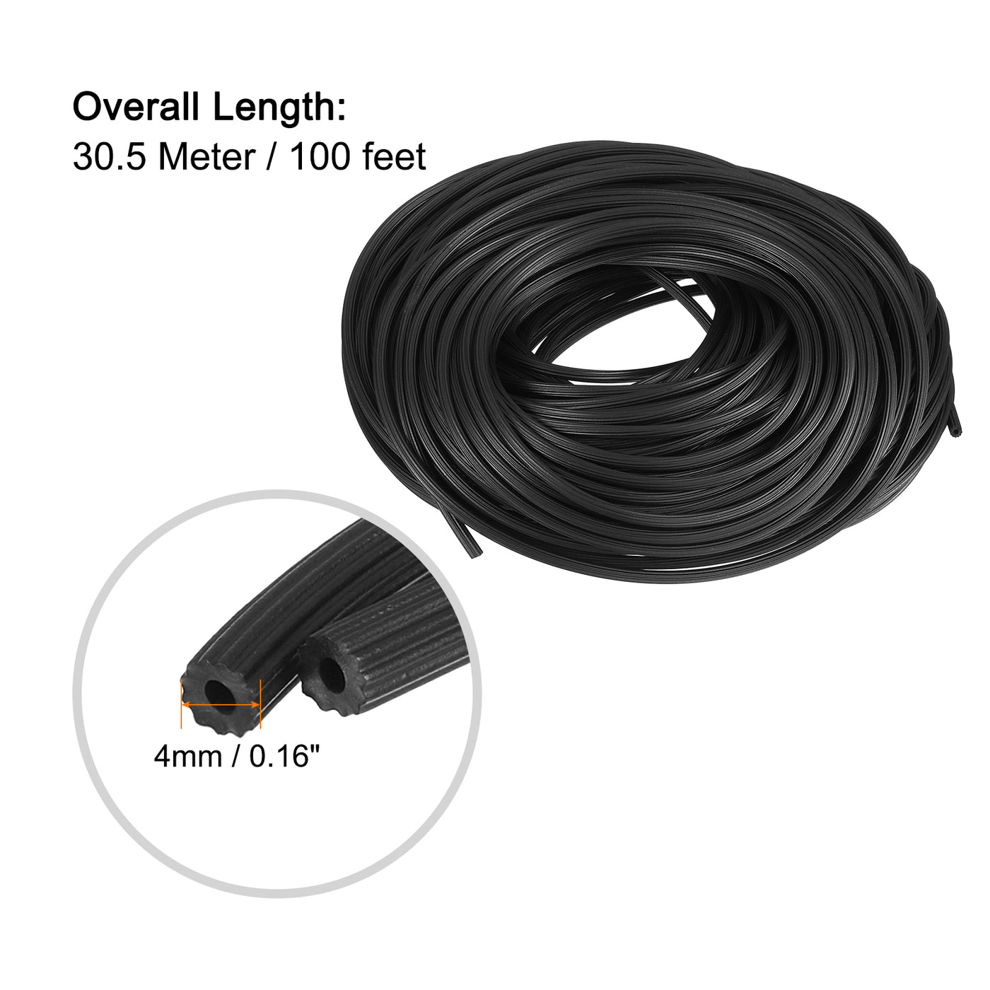 uxcell Uxcell Fensterspline, 0,16"x100FT Runder Fensterschirm-Reparatur-Spline für den Ersatz von Tür- und Fensterschirmen, Schwarz