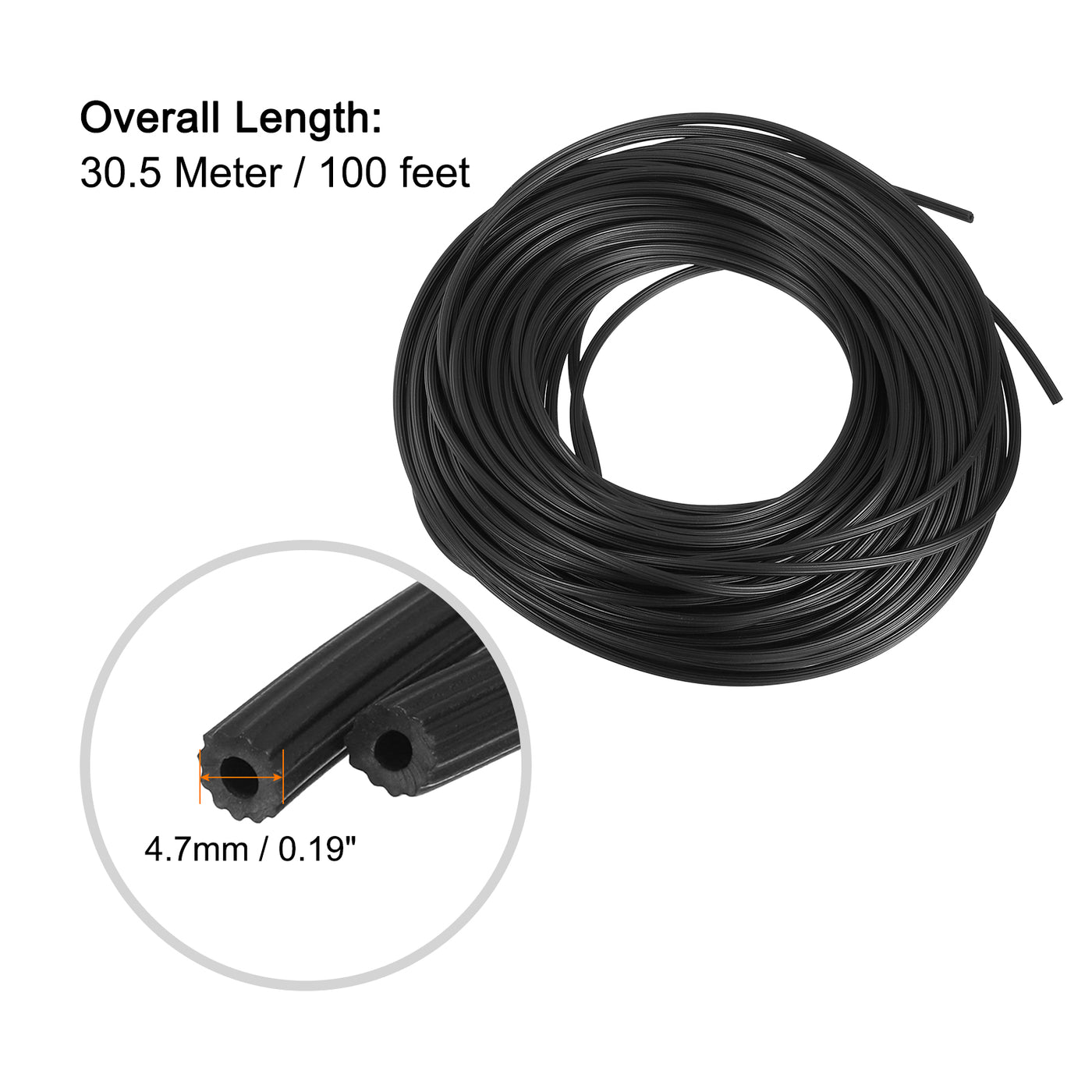 uxcell Uxcell Fensterspline, 0,19"x100FT Runder Fensterschirm-Reparatur-Spline für den Ersatz von Tür- und Fensterschirmen, Schwarz