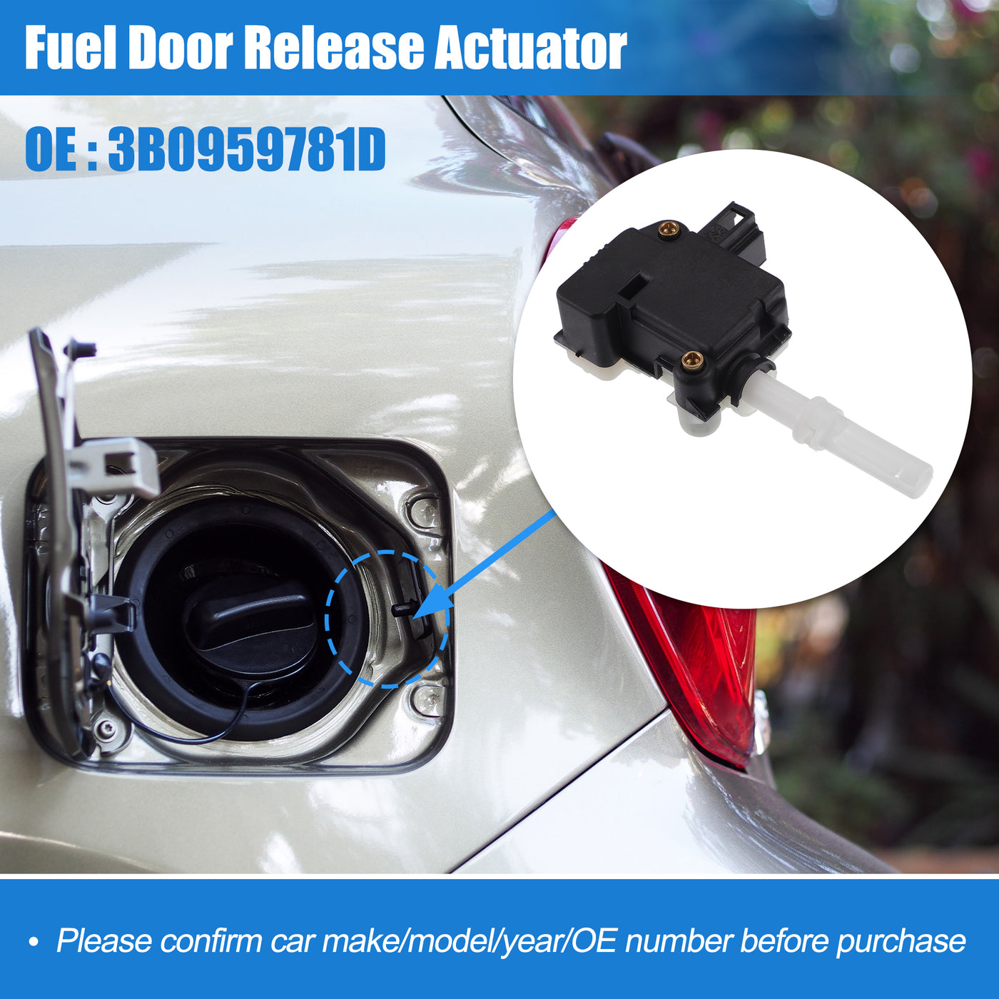 X AUTOHAUX Fuel Door Lock Actuator No.3B0959781D for Volkswagen Passat 2001-2005 for Volkswagen Touareg 2004-2010