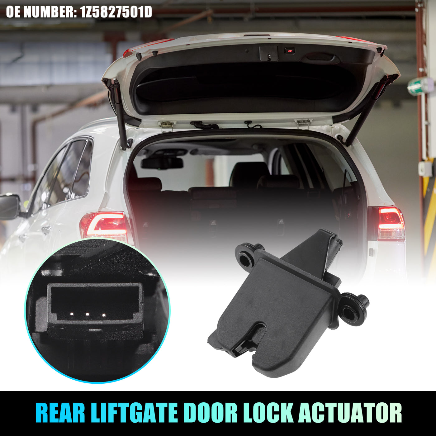 X AUTOHAUX Replacement Rear Liftgate Door Lock Actuator for Skoda Octavia 2004-2013 Tailgate Latch Assembly No.1Z5827501D Black