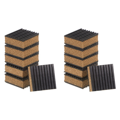 uxcell Uxcell 12pcs Ribbed Anti-Vibration Rubber Pads 2" Long x 7/8" Thick, with Cork Layer