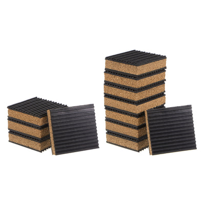 uxcell Uxcell 12pcs Ribbed Anti-Vibration Rubber Pads 3" Long x 7/8" Thick, with Cork Layer