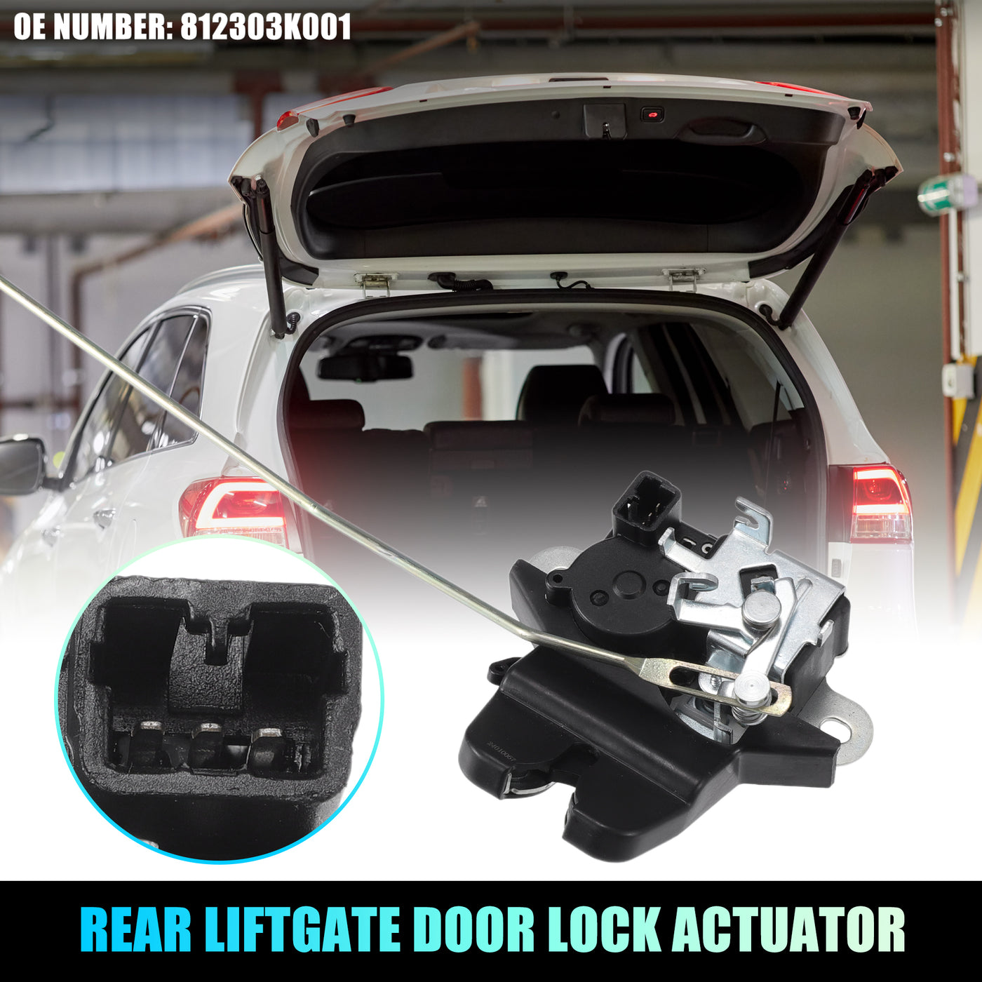 X AUTOHAUX Replacement Rear Liftgate Door Lock Actuator for Hyundai Sonata 2005-2007 Tailgate Latch Assembly No.812303K001 Black