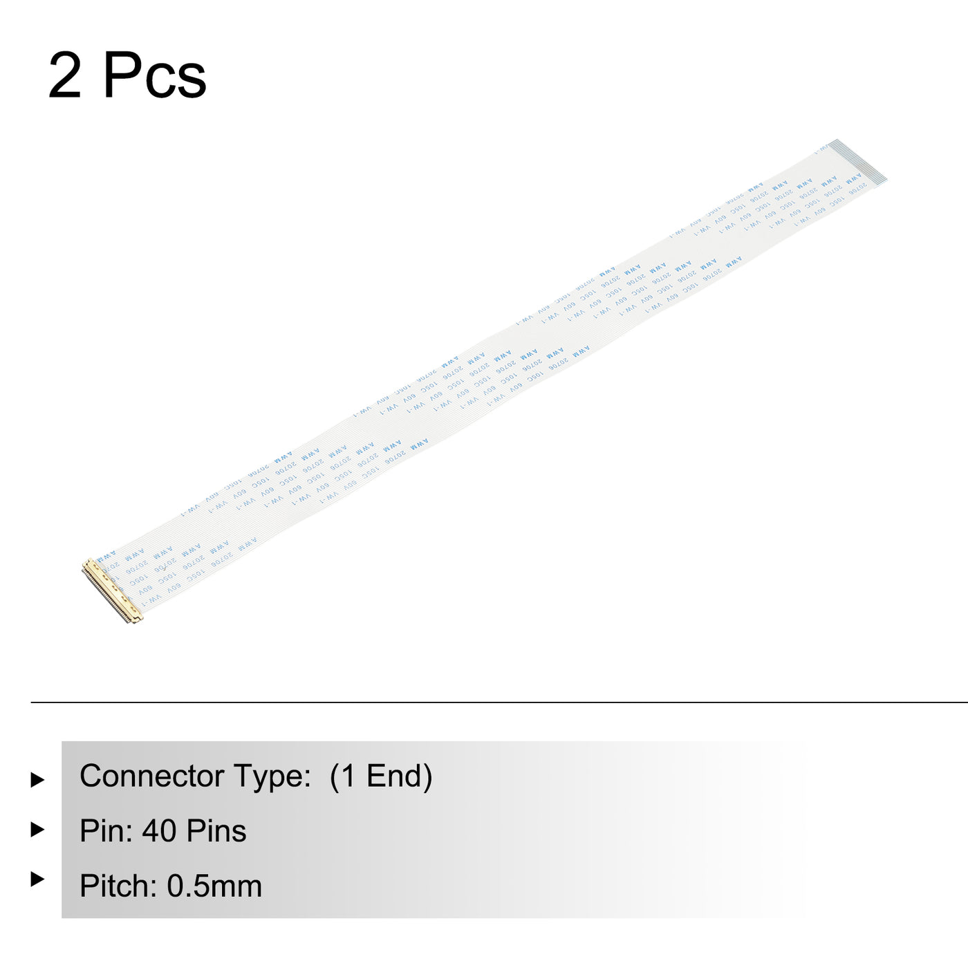 Harfington 2Pcs FFC Flexible Flat Cable with Extend Adapter 40 Pins 0.5mm Pitch 250mm A-Type for LCD TV, DVD Player, Car Audio