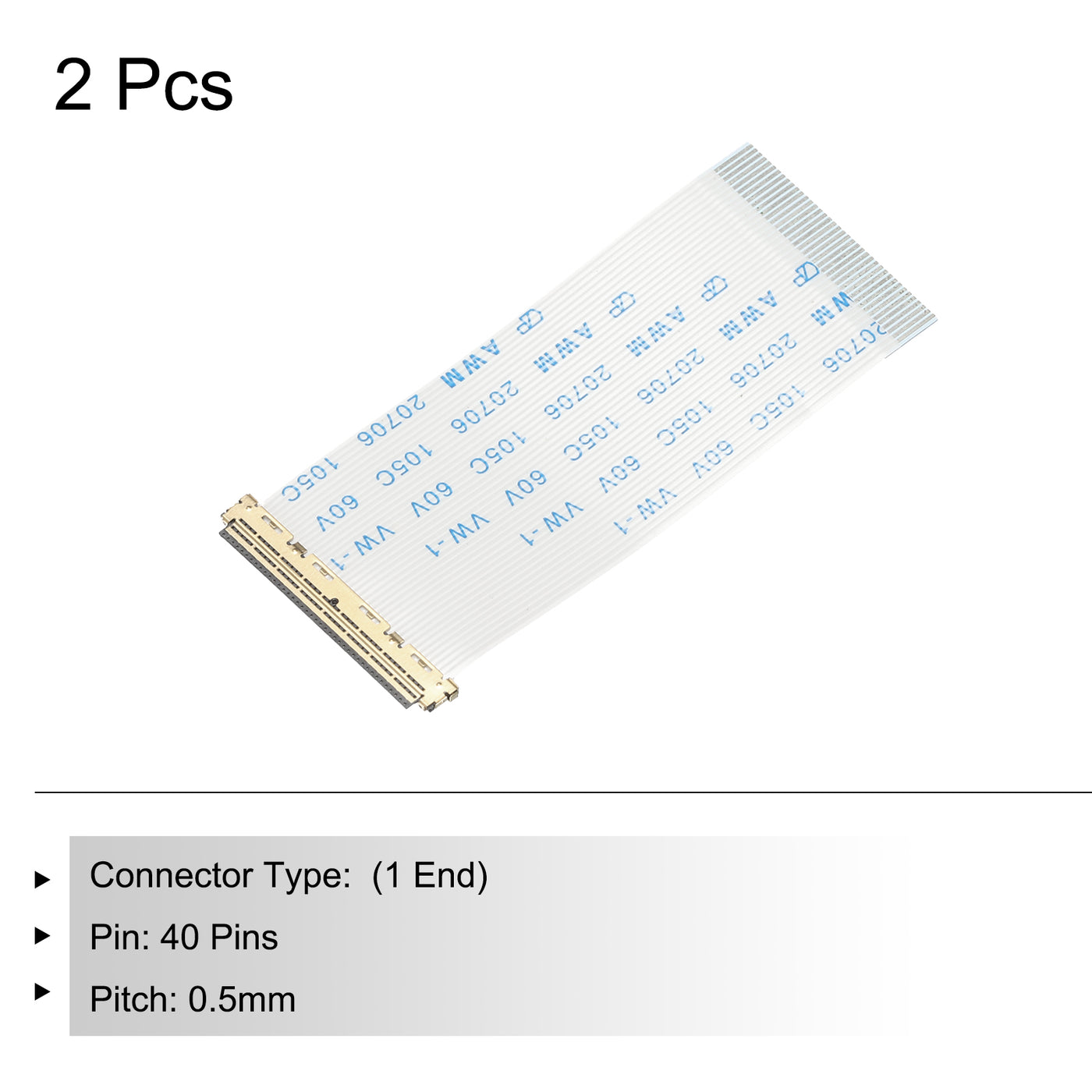 Harfington 2Pcs FFC Flexible Flat Cable W Extend Adapter 40 Pins 0.5mm Pitch 50mm B-Type