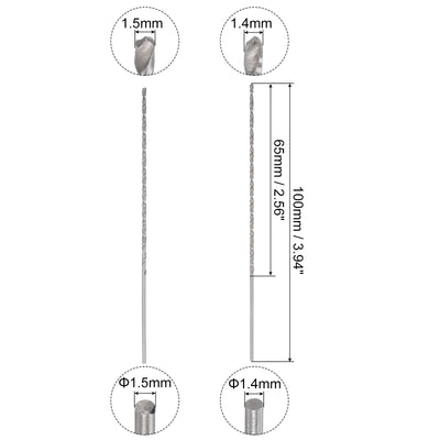 Harfington Uxcell 20 Pcs 1.4mm 1.5mm Mini Twist Drill Bits, High-Speed Steel Extra Long Drill Bit