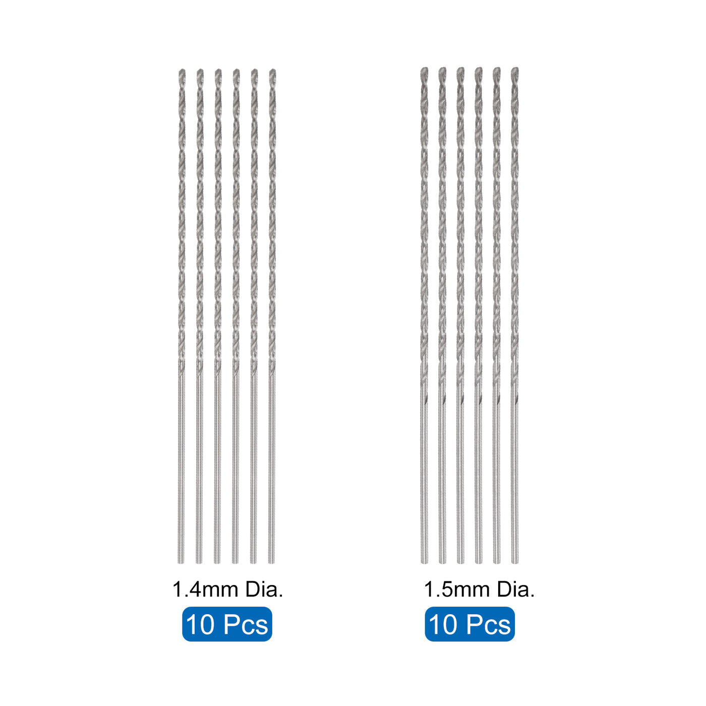 uxcell Uxcell 20 Pcs 1.4mm 1.5mm Mini Twist Drill Bits, High-Speed Steel Extra Long Drill Bit