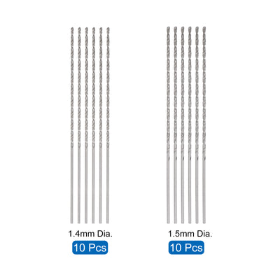 Harfington Uxcell 20 Pcs 1.4mm 1.5mm Mini Twist Drill Bits, High-Speed Steel Extra Long Drill Bit