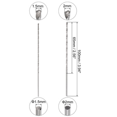 Harfington Uxcell 20 Pcs 1.5mm 2mm Mini Twist Drill Bits, High-Speed Steel Extra Long Drill Bit