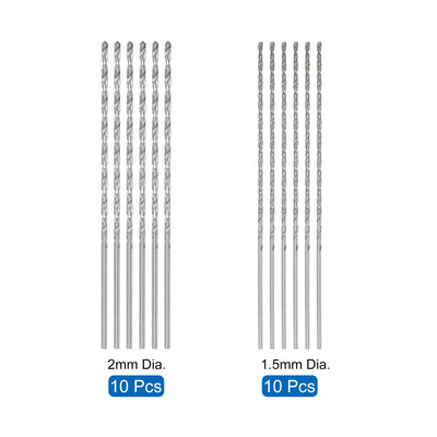 Harfington Uxcell 20 Pcs 1.5mm 2mm Mini Twist Drill Bits, High-Speed Steel Extra Long Drill Bit