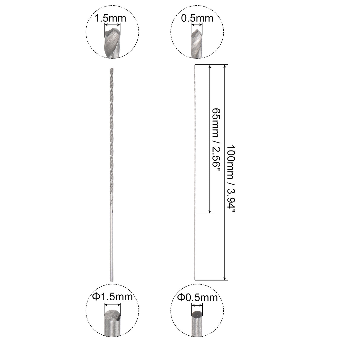 uxcell Uxcell 20 Pcs 0.5mm 1.5mm Mini Twist Drill Bits, High-Speed Steel Extra Long Drill Bit