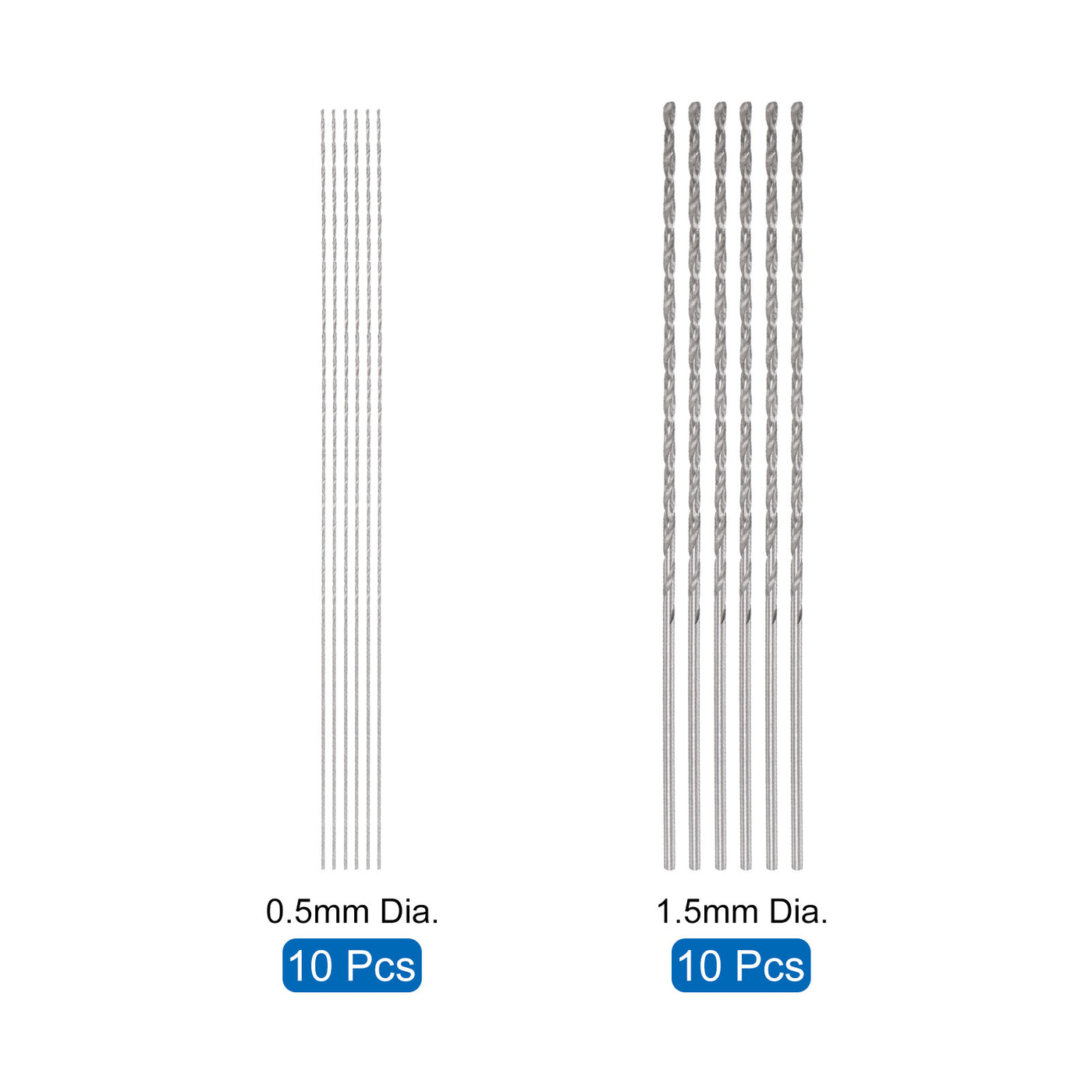 uxcell Uxcell 20 Pcs 0.5mm 1.5mm Mini Twist Drill Bits, High-Speed Steel Extra Long Drill Bit