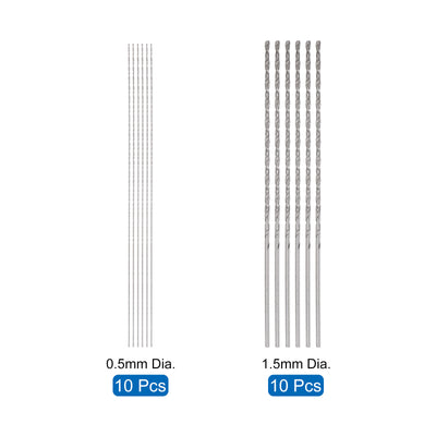 Harfington Uxcell 20 Pcs 0.5mm 1.5mm Mini Twist Drill Bits, High-Speed Steel Extra Long Drill Bit