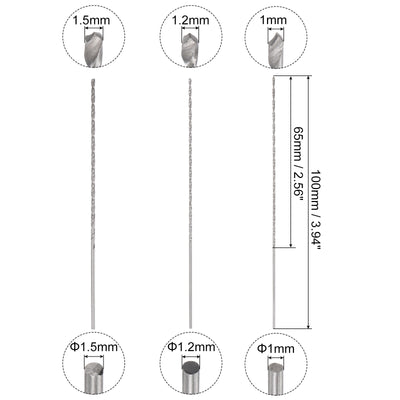 Harfington Uxcell 30 Pcs 1mm 1.2mm 1.5mm Mini Twist Drill Bits, High-Speed Steel Extra Long Bit