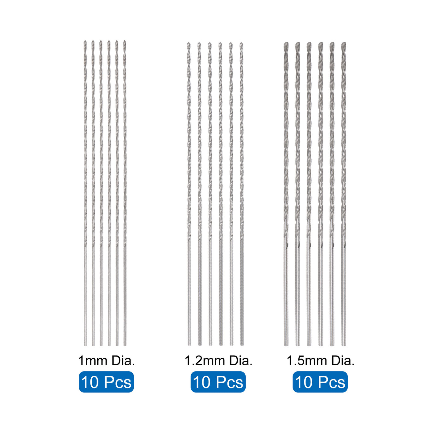 uxcell Uxcell 30 Pcs 1mm 1.2mm 1.5mm Mini Twist Drill Bits, High-Speed Steel Extra Long Bit