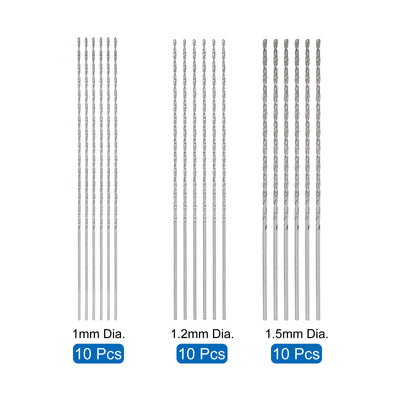 Harfington Uxcell 30 Pcs 1mm 1.2mm 1.5mm Mini Twist Drill Bits, High-Speed Steel Extra Long Bit