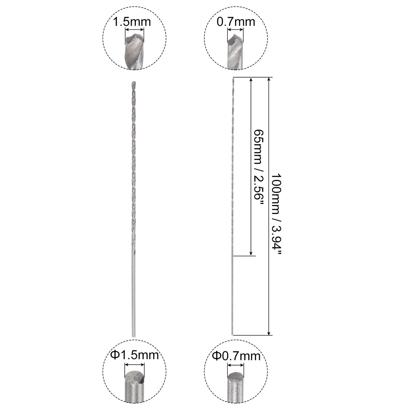 uxcell Uxcell 20 Pcs 0.7mm 1.5mm Mini Twist Drill Bits, High-Speed Steel Extra Long Drill Bit