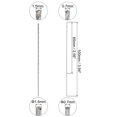 Harfington Uxcell 20 Pcs 0.7mm 1.5mm Mini Twist Drill Bits, High-Speed Steel Extra Long Drill Bit